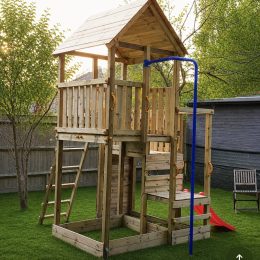 Blue Rabbit Penthouse with fireman's pole, toba slide and net - NO SLIDE