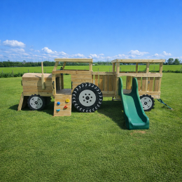 wooden play tractor for playgrounds