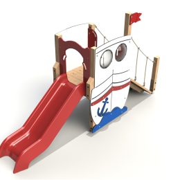 Boat climbing frame with slide