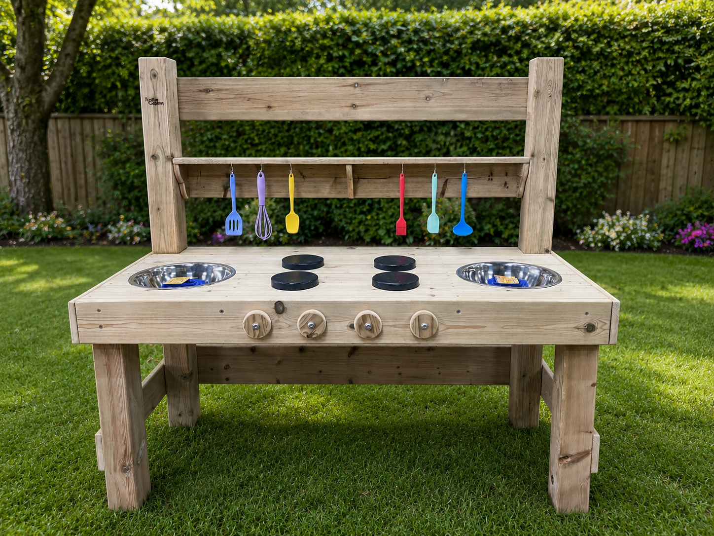 Active Wooden Mud kitchen with utensils