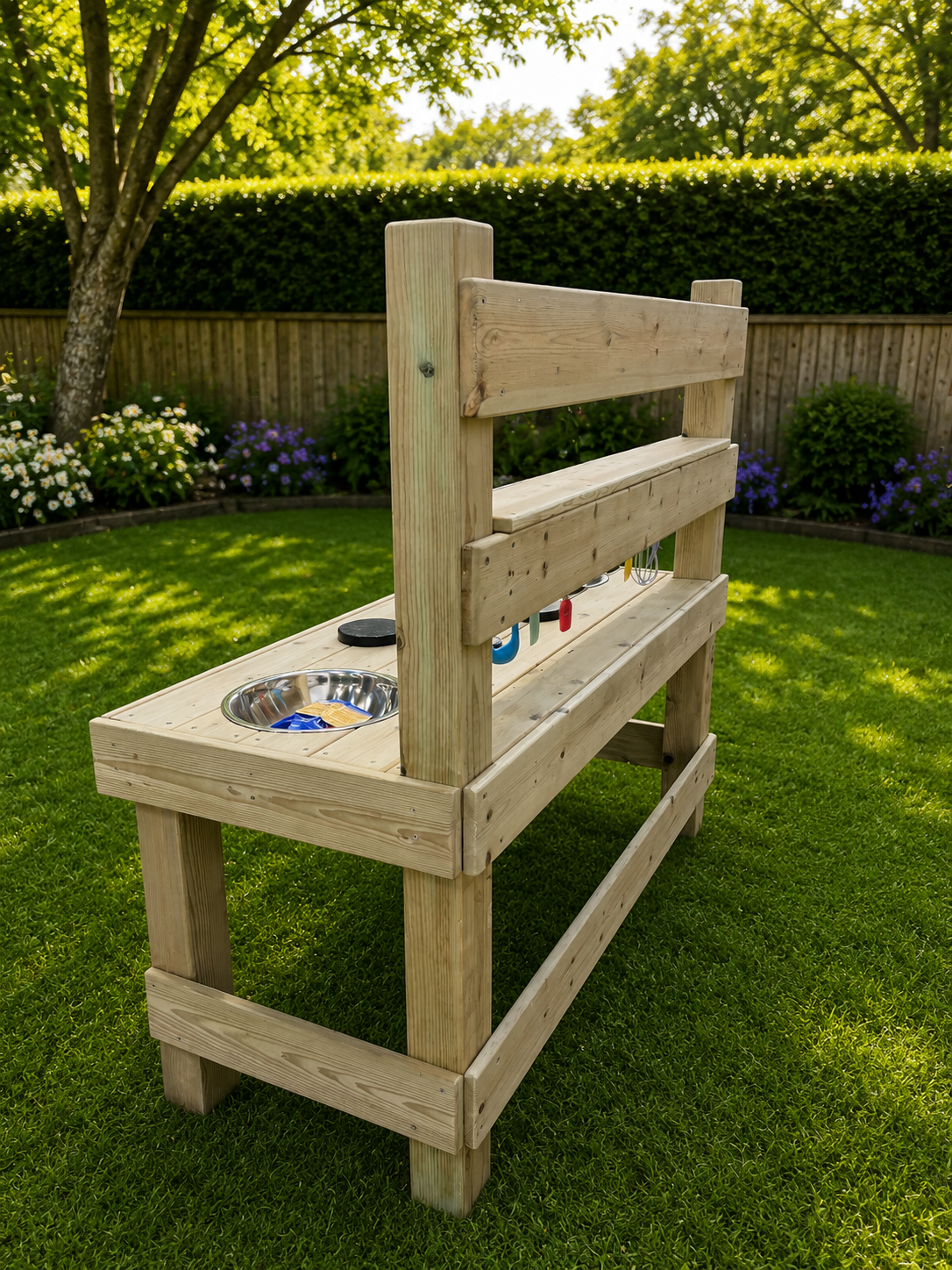 Active Wooden Mud kitchen with utensils - Image 5