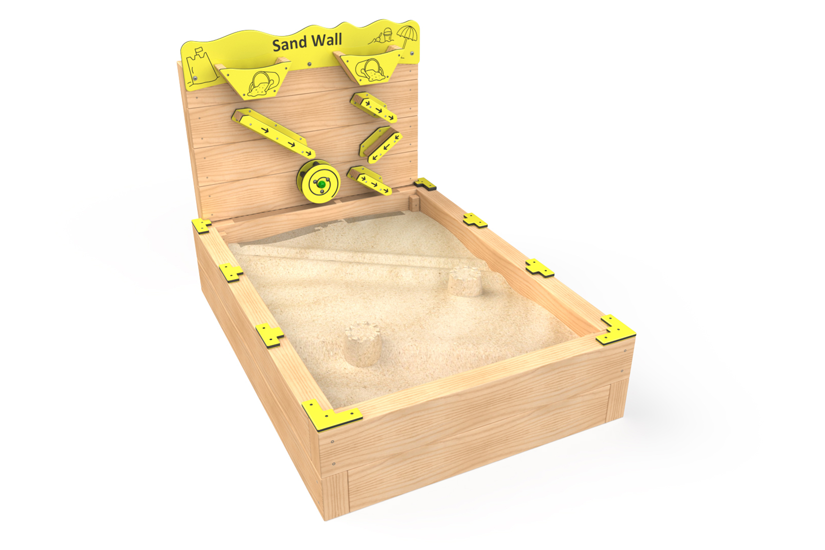 Small sleeper sandpit with sand wall and lid